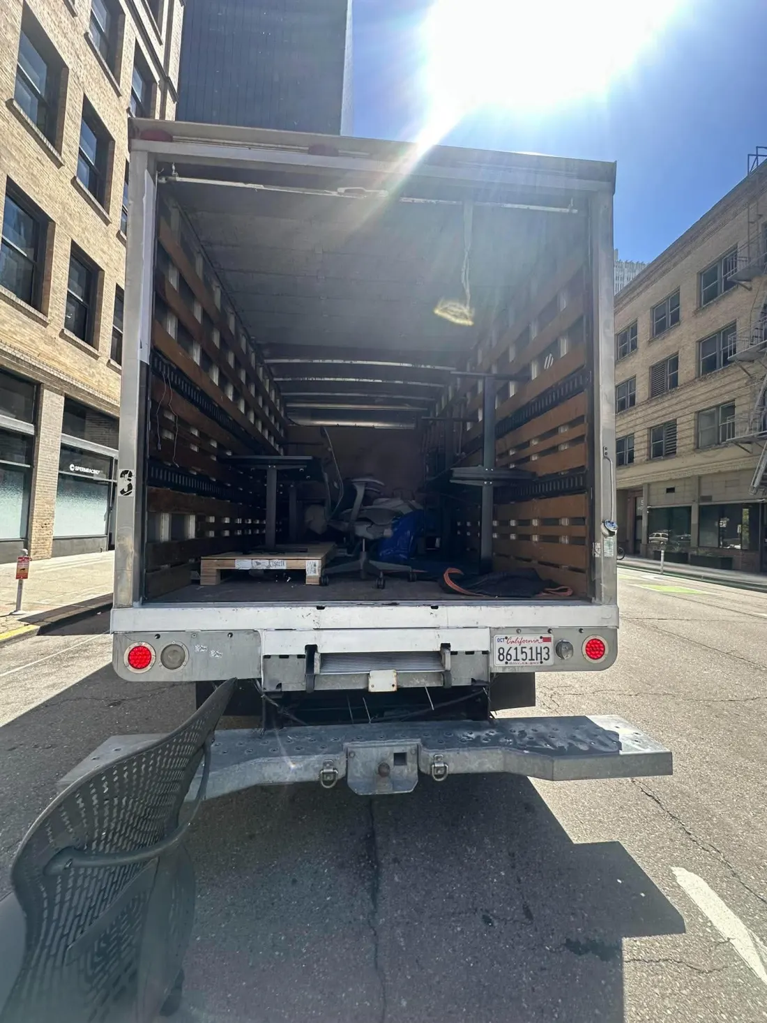 Loaded Stairwise moving truck